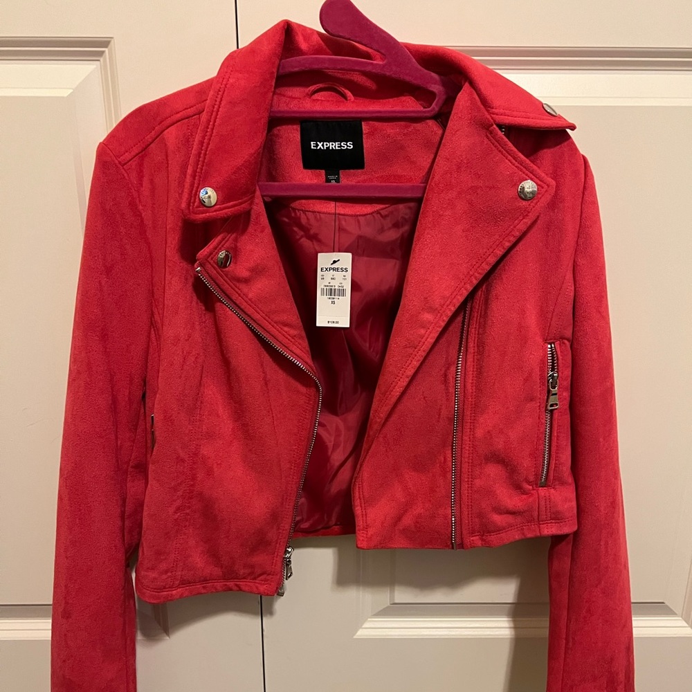 Express Pink Suede Faux Moto Jacket